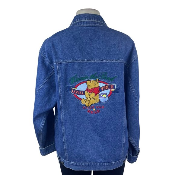 Vintage The Disney Store Blue Denim Unisex Jacket Winnie The Pooh Graphic Size M - Picture 1 of 11